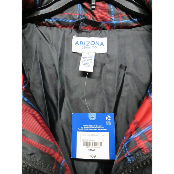 Arizona Juniors Size Small Red Black Plaid Puffer Coat NWT - Picture 5 of 8